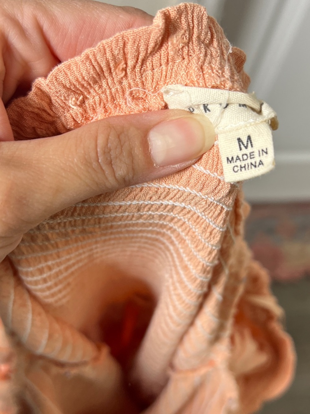 Peach Smocked Maxi Dress with Puff Sleeves - Picture 6 of 6